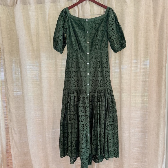 veronica beard green eyelet dress Veronica Beard - Forest Eyelet Cali Maxi Dress